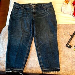 Old navy boyfriend mid rise raw hem Blue Jeans